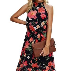Floral halter maxi dress with chai waist from Amazon PRETTYGARDEN size medium